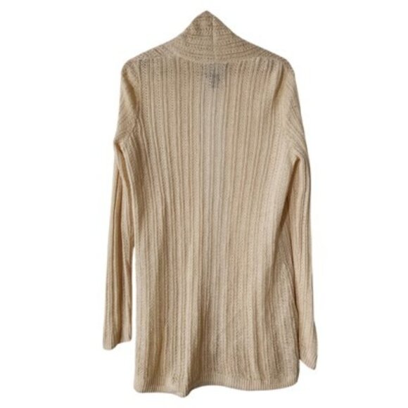 TAHARI 100% Linen Open Knit Cream Cardigan Sweater Women's L Minimalist Basics - Picture 4 of 8